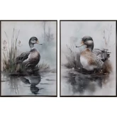 Laying Low Duck Canvas Painting in Multicolor