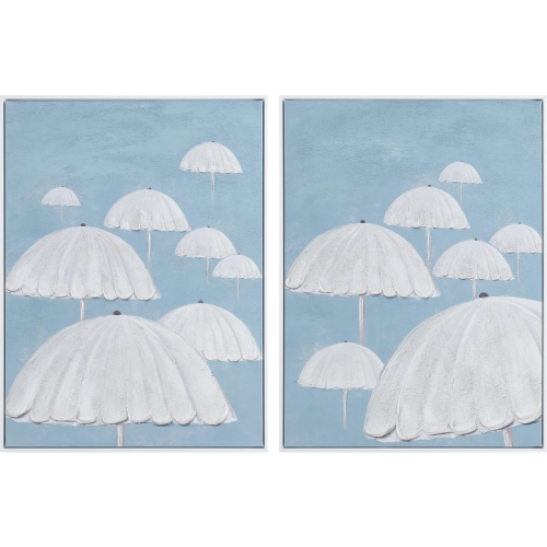 Turquoise Skies Canvas Painting in Blue & White