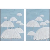 Turquoise Skies Canvas Painting in Blue & White