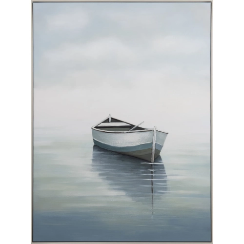 Serendipity Boat Seascape Canvas Painting in Blue & Green