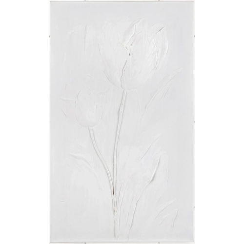 Blossoming 2 Floral Wall Art in White Canvas & Acrylic