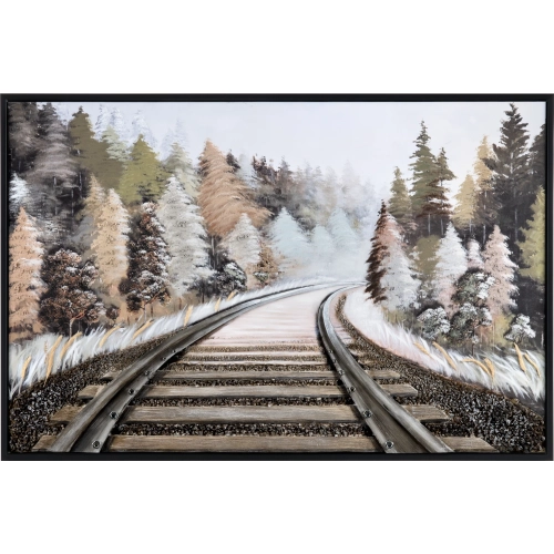 Bismark Train Tracks Canvas Painting Wall Art in Multicolor