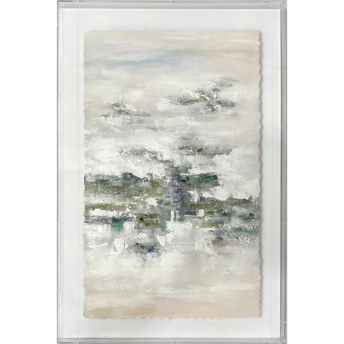 Adair 2 Abstract Wall Art in White & Gold Paper & Clear Acrylic Box