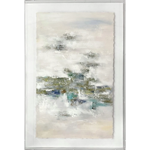 Adair 3 Abstract Wall Art in White & Gold Paper & Clear Acrylic Box