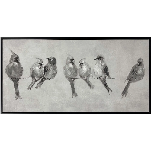 Tweeting Birds Canvas Painting in Gray