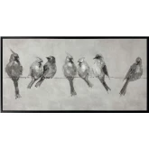 Tweeting Birds Canvas Painting in Gray