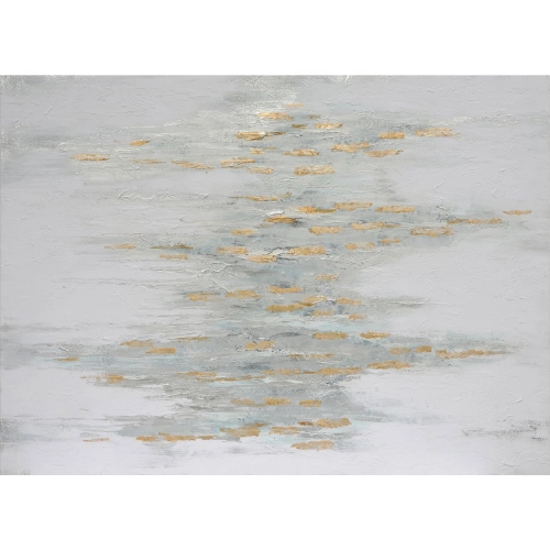Gold Abstract Canvas Painting Wall Art in Gray, White & Gold