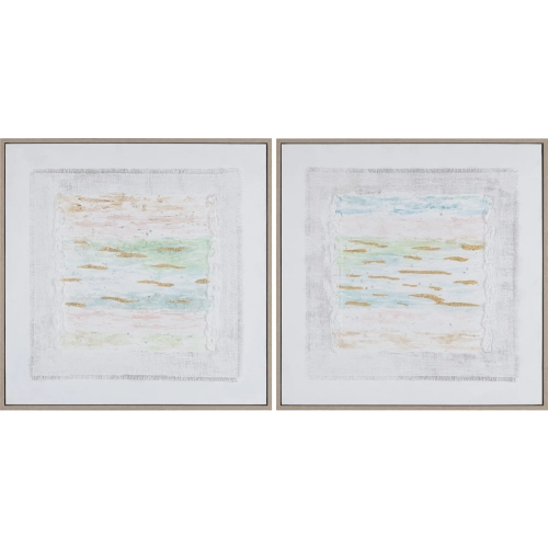 Belmar Canvas Painting Wall Art in White, Cream, Blue, & Gold