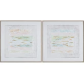 Belmar Canvas Painting Wall Art in White, Cream, Blue, & Gold