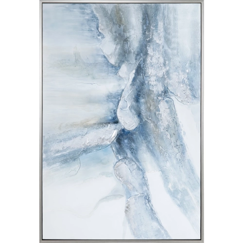 Lucie Abstract Canvas Painting in Blue, White & Gray