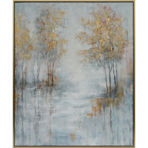 Darlington Landscape Canvas Painting Wall Art in Blue & Gold