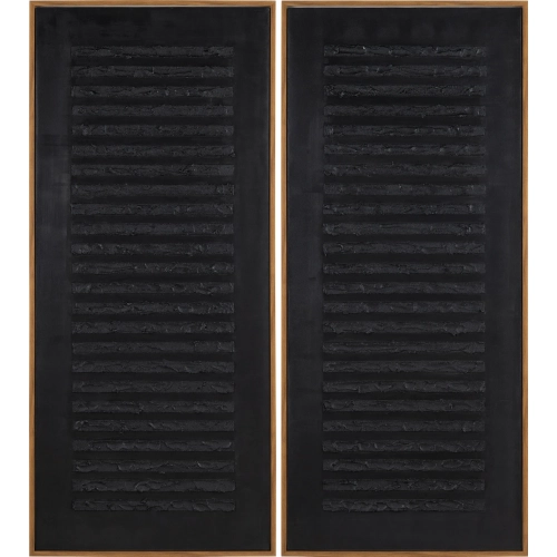 Barrow Abstract Canvas Wall Art in Black & Natural Wood