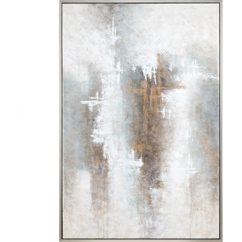 Swain Abstract Canvas Painting in Brown, Gray & White