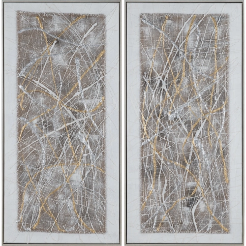 Cumberland Abstract Canvas Painting in Silver & Taupe