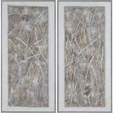 Cumberland Abstract Canvas Painting in Silver & Taupe