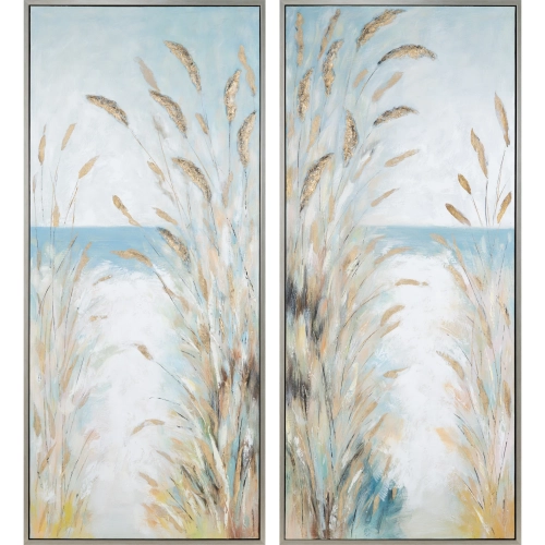 Monroe Seascape Framed Canvas Wall Art in Blue & Gold