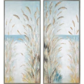 Monroe Seascape Framed Canvas Wall Art in Blue & Gold