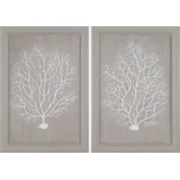 Beige Corals Framed Hand Painted Canvas Wall Art in Beige & White