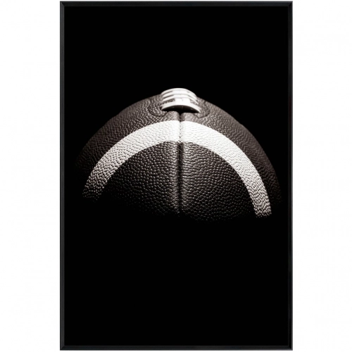Spiral Football Black & White Photograph Wall Art in Tempered Glass