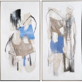 Pop of Blue Canvas Painting in Blue, Cream & Brown