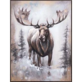 Moose Canvas Painting in Brown & Cream