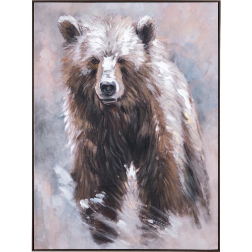 Grizzly Bear Canvas Painting Wall Art in Brown & Grey