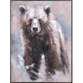 Grizzly Bear Canvas Painting Wall Art in Brown & Grey