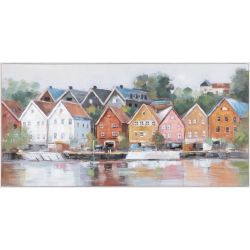 Houses Canvas Painting Wall Art in Multicolor