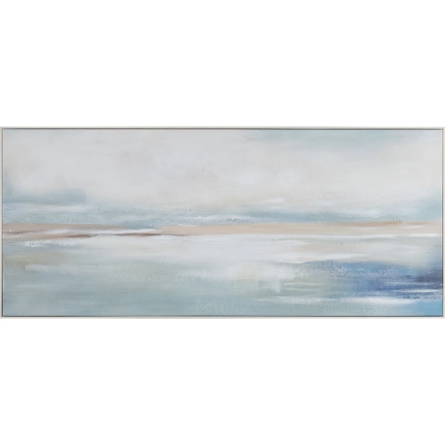 Pasco Ocean Canvas Painting Wall Art in Blue, White & Grey