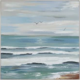 Seminole Ocean Canvas Painting Wall Art in Blue & Green