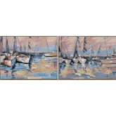 Myrtle Sailboats Canvas Wall Decor in Multicolor & Gold