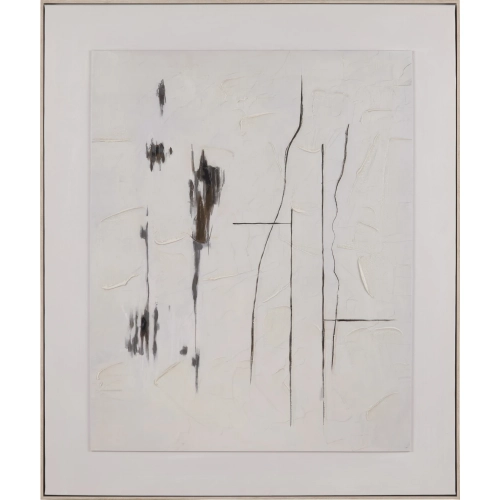 Saxton Abstract Canvas Painting in Dark Brown, Gray & Cream