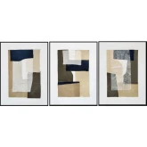 Hardin Abstract Linen Wall Art in Brown, Tan, Black & White (Set of 3)