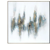 Glades Abstract Canvas Painting in Teal, Black, White & Gold Foil