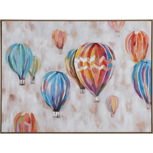 Balloons Up Framed Canvas Painting Wall Art in Multicolor