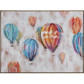 Balloons Up Framed Canvas Painting Wall Art in Multicolor