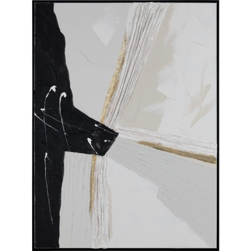 Phelps Abstract Canvas Painting in White, Taupe & Black