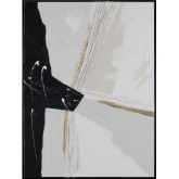 Phelps Abstract Canvas Painting in White, Taupe & Black