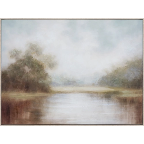 Cedar Landscape Canvas Painting Wall Art in Blue & Brown