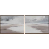 Durham Beach Framed Canvas Wall Art in Brown, Gray & White