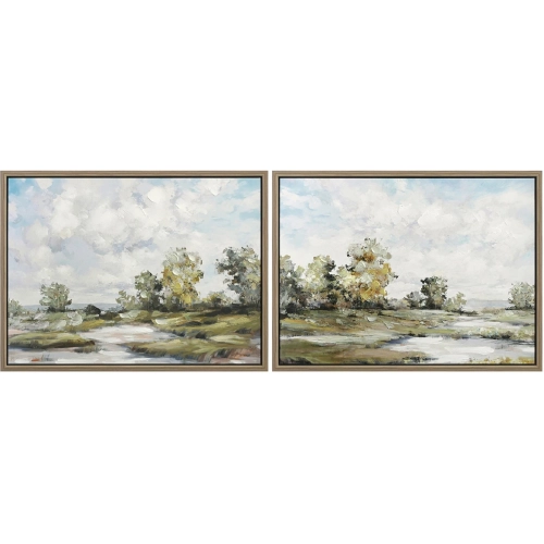 Landscape Canvas Painting in Green & Blue