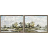 Landscape Canvas Painting in Green & Blue