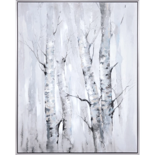 Winter Days Trees Canvas Painting Wall Art in Grey & White