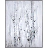 Winter Days Trees Canvas Painting Wall Art in Grey & White