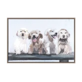 Doodling Dog Canvas Painting Wall Art in Cream, Gray & White