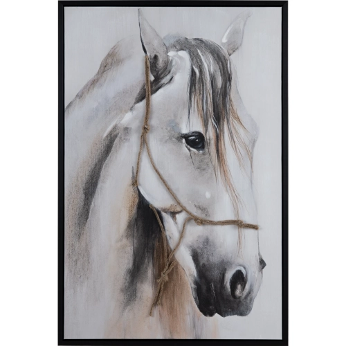 Reigns Horse Canvas Painting Wall Art in Brown & White
