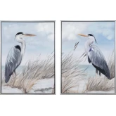 Twin Beaks Heron Framed Canvas Wall Art in Blue & White