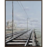 Rails Away Train Track Canvas Painting in Multicolor