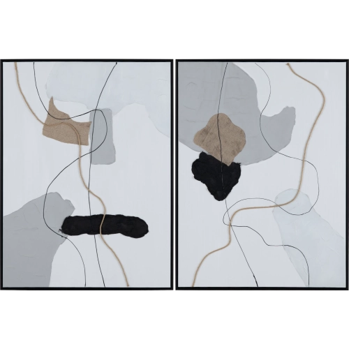 Kearney Abstract Canvas Painting in Black, Gray & Tan