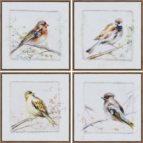 Dupree Bird Canvas Painting Wall Art in Multicolor (Set of 4)